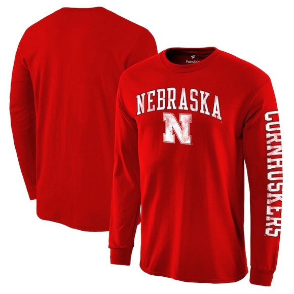 Fanatics Other - Fanatics Nebraska Huskers Distressed Arch Over Logo Long Sleeve Hit T-Shirt XL